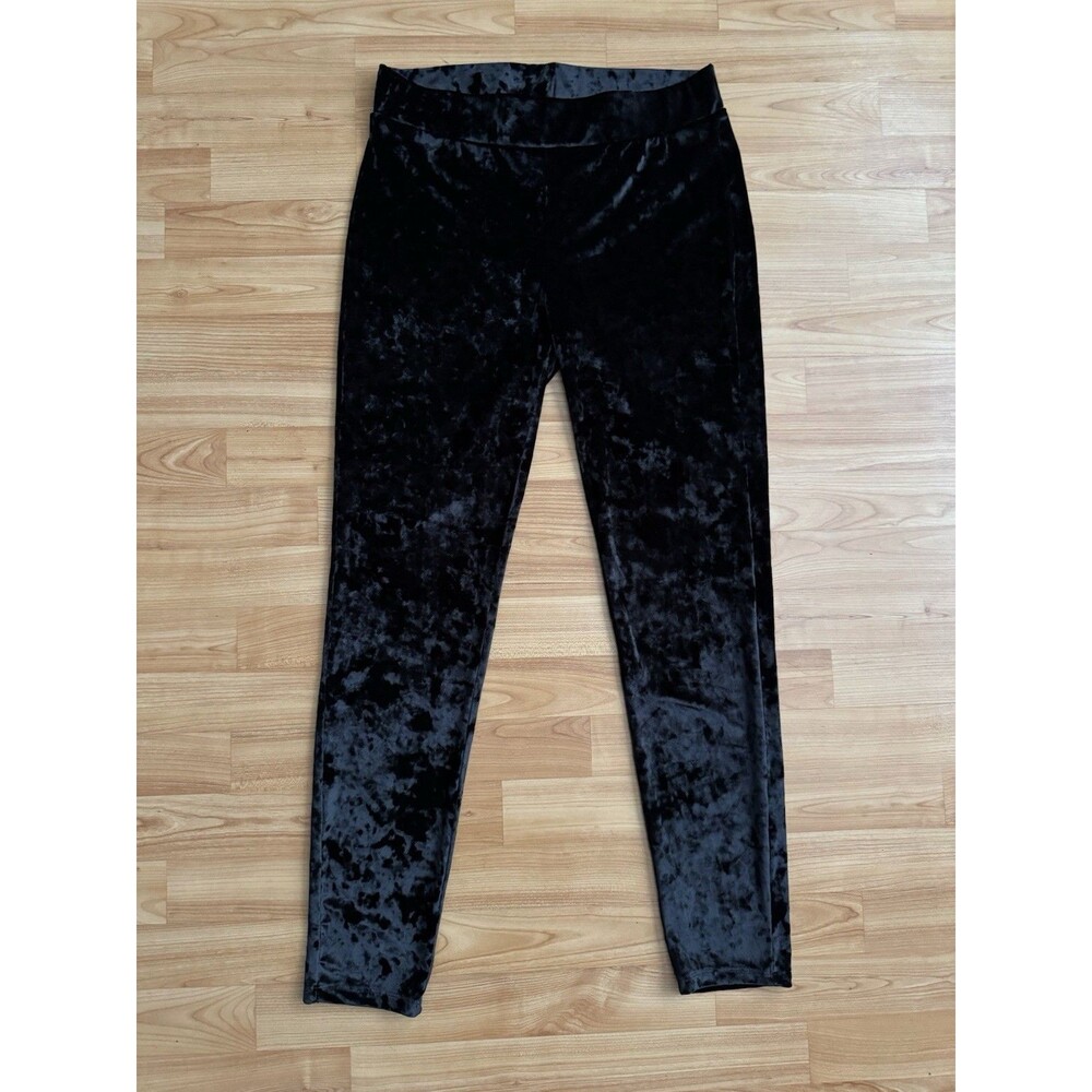Michael Kors Crushed Velvet Pants Black Pull On Skinny Stretch Women’s M Legging